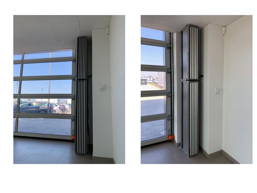 vertical air curtain; vertical door air curtains; vertical air curtain installation;