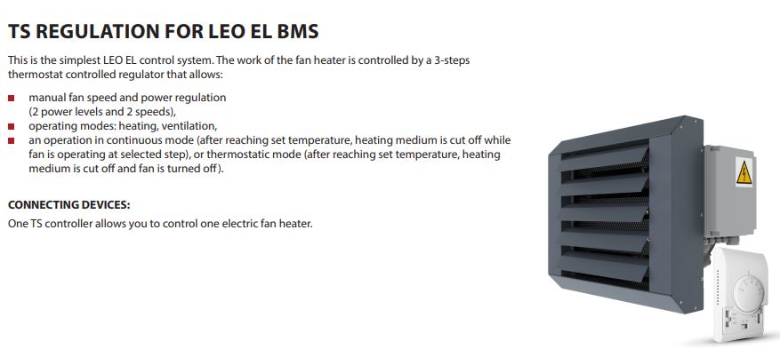 ts controller for electric fan heaters;