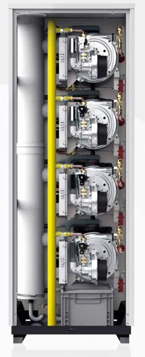 modular gas condensing boilers with high turndown ratio and high energy efficiency for better heat load matching for the hvac systems