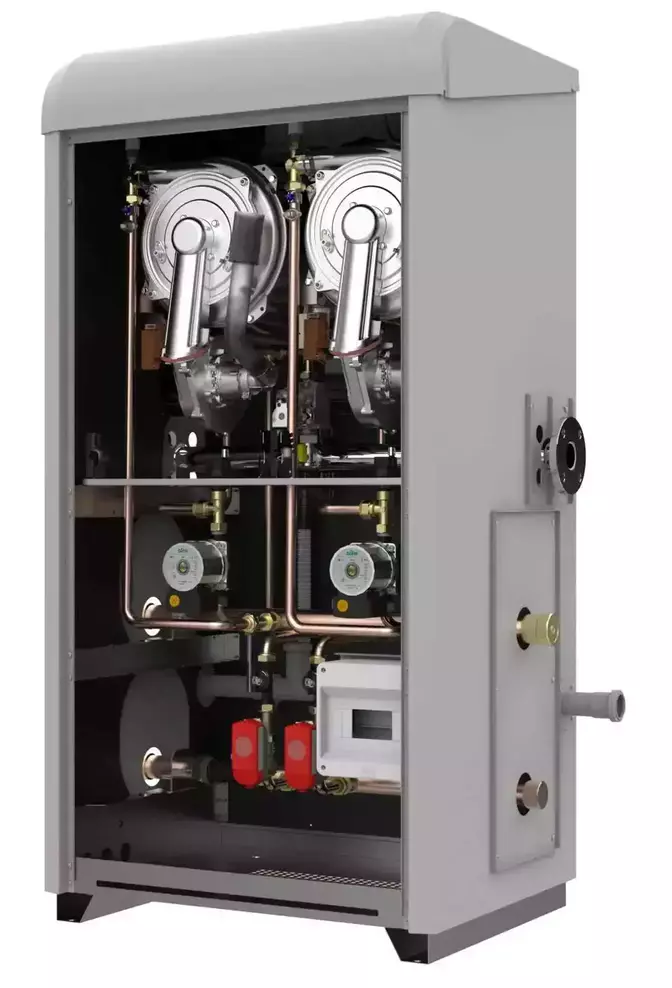 commercial water heater or condensing water heaters gas fired 50kw or 100kw output packaged for easy installation internal or external - ERP compliant Flexiheat UK