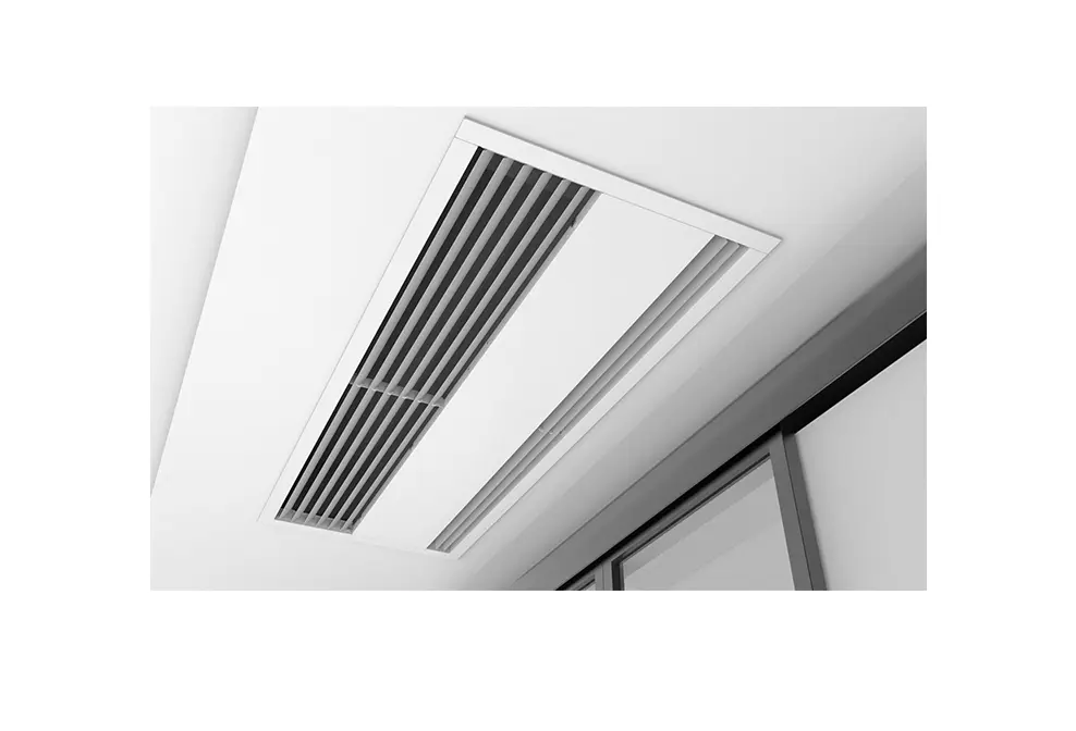 air curtain recessed or recessed air curtain heater, recessed over door heaters or in ceiling air curtain for suspended ceilings or false ceilings, which can be hot water heated or electrical heating elements from Flexiheat UK