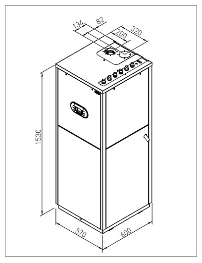 Gas hot water cylinder dimensions for SFKA28 and SFKA34 models from Flexiheat UK