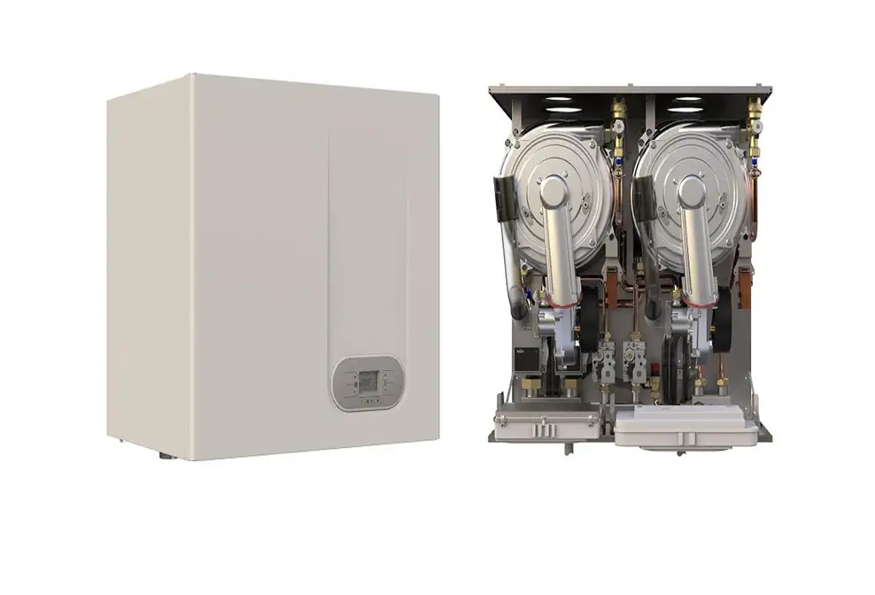 120kW gas boiler with two heat exchangers for energy efficient low carbon central heating and domestic hot water via an indirect hot water cylinder or heat exchanger- R1K120 from Flexiheat UK