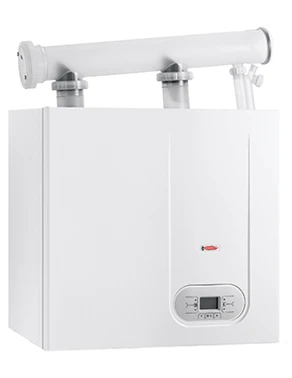 R1K120 gas fired boiler with common flue header