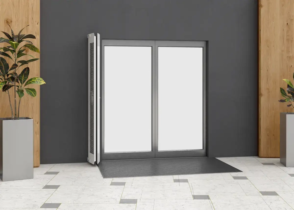 Vertical air curtain unit - White or Black Colour –our “Slim” designer / stylish air curtain range from Flexiheat UK